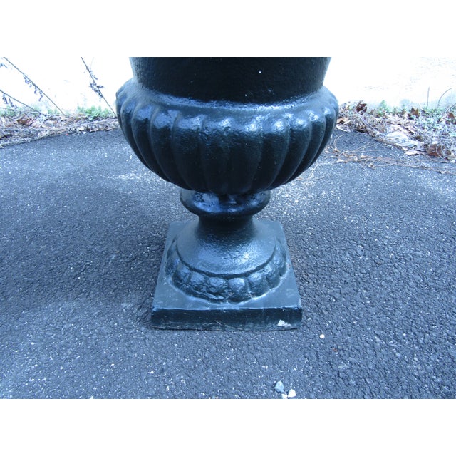 Metal Vintage Cast Iron Urn For Sale - Image 7 of 8