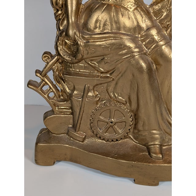 Victorian Rare Antique Gilded Commerce Mantle Clock by Golden Novelty MFG C 1885 For Sale - Image 3 of 11