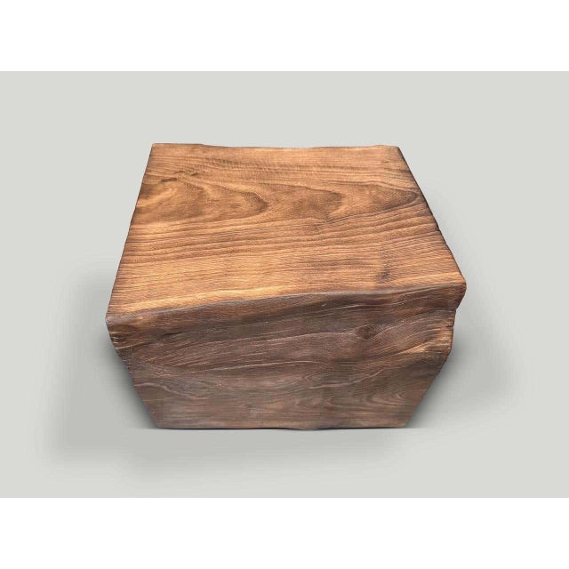 2010s Andrianna Shamaris Modern Organic Teak Wood Lightly Charred Side Table For Sale - Image 5 of 6