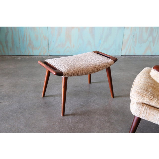 1950s Hans J. Wegner Papa Bear Ap19 Chair and Ottoman Teak and Boucle For Sale - Image 11 of 15