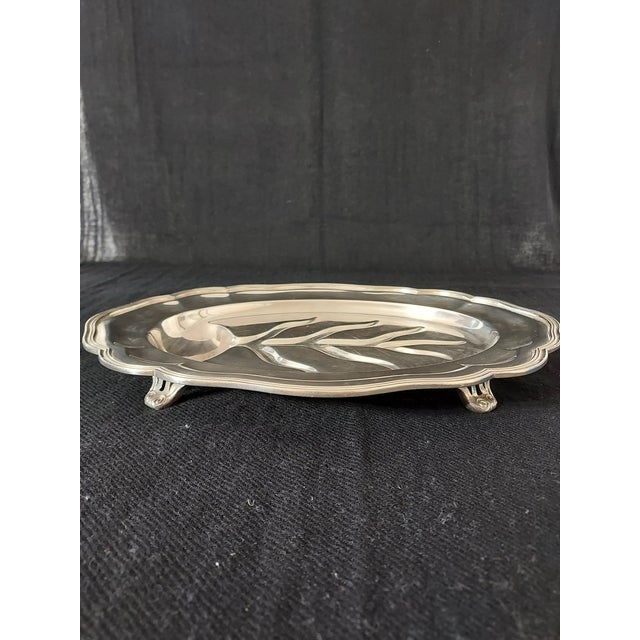 Pairpoint Silver Company Antique Pairpoint 12" Silver Plate Footed Meat Platter W/ Juice Well For Sale - Image 4 of 6