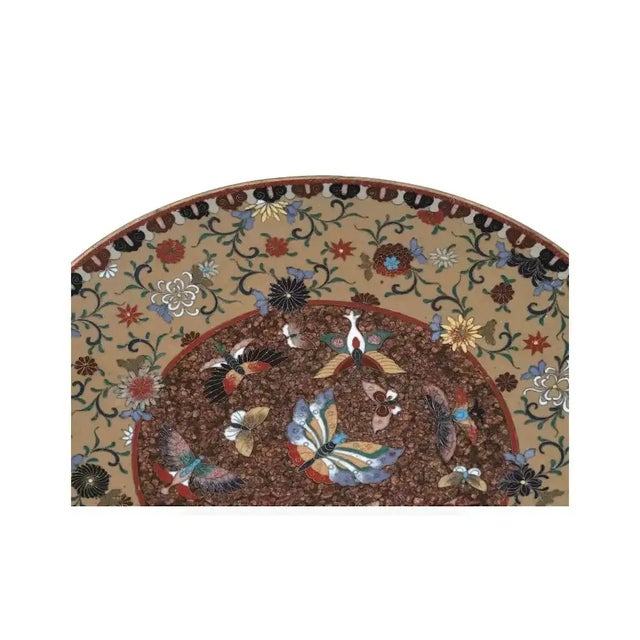 Late 19th Century Antique Meiji Japanese Cloisonne Enamel Gold Stone Charger Plate Bu For Sale - Image 5 of 5