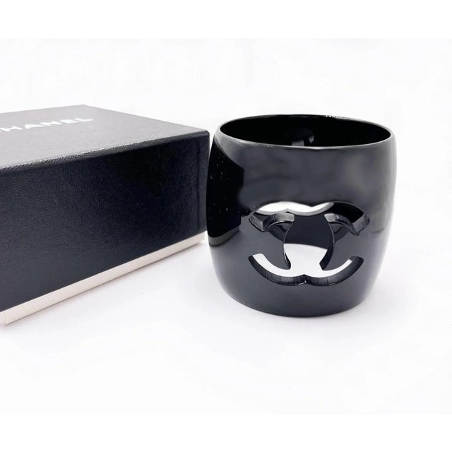 Chanel Vintage Black CC Cutout XL Thick Bangle Bracelet *Marked 97 *Made in France *Comes with the original box -It is...