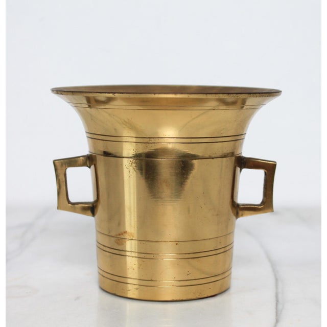 Vintage Japanese Heavy Cast-Brass Apothecary Mortar For Sale In Milwaukee - Image 6 of 11