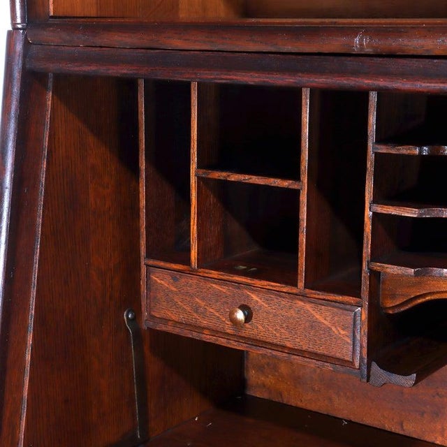 Arts & Crafts Antique Globe Wernicke School 3 Stack Drop Front Barrister Bookcase Circa 1920 For Sale - Image 3 of 12