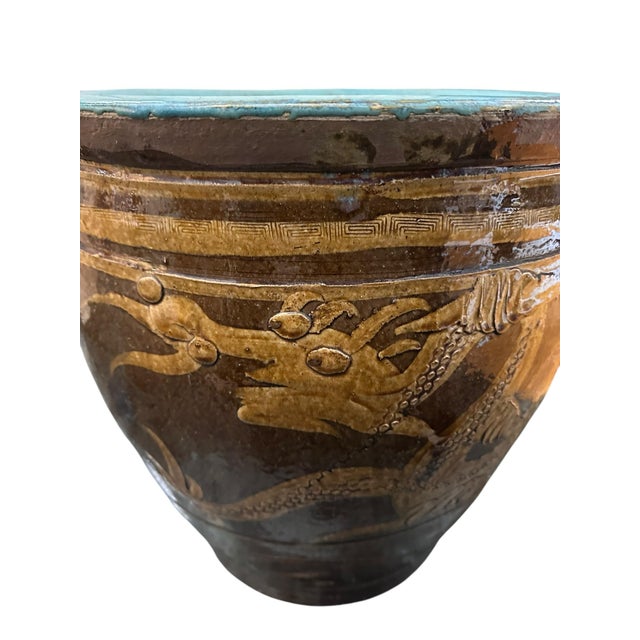 Late 19th Century Large Antique Chinese Black Egg Ceramic Jardiniere For Sale - Image 5 of 12