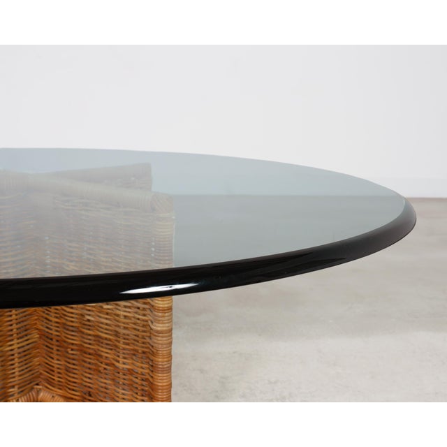 Italian Organic Modern Rattan Wicker Glass Top Cocktail Table For Sale - Image 10 of 17