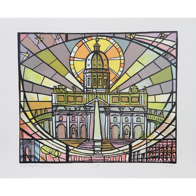 Impressionist Bogdan Grom, Perspective of Rome, Lithograph For Sale - Image 3 of 3