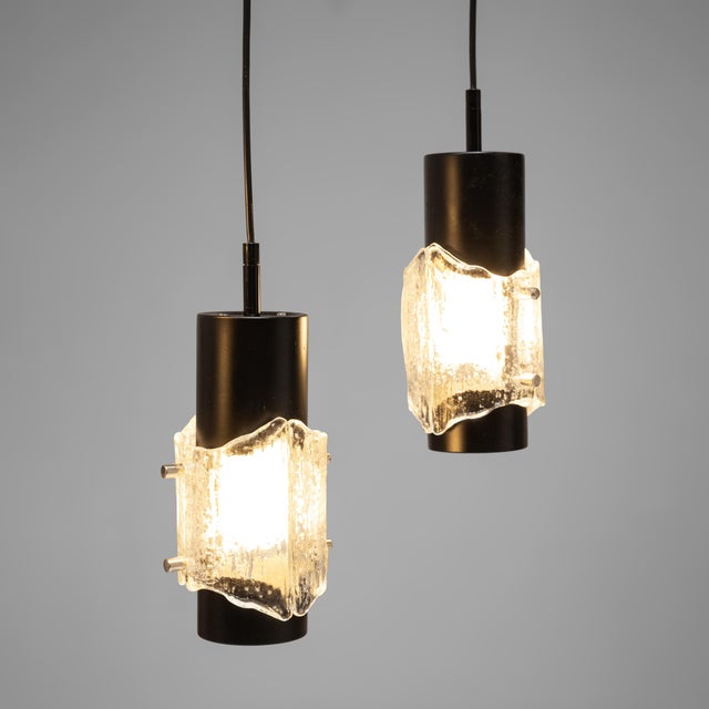 Scandinavian Ice Glass Pendant, 1960s, Set of 4 For Sale - Image 4 of 11