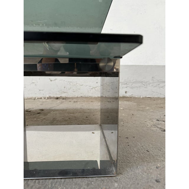 Gray Mid-Century Modern Space Age Italian Chrome and Smoked Glass Coffee Table, 1970s For Sale - Image 8 of 10
