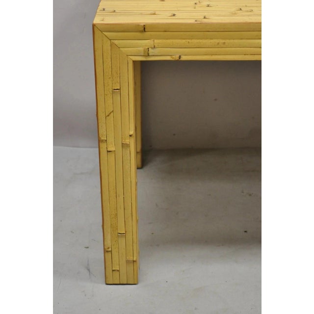 Vintage Hollywood Regency Real Bamboo Faux Rattan Palm Beach Coffee Table For Sale In Philadelphia - Image 6 of 8