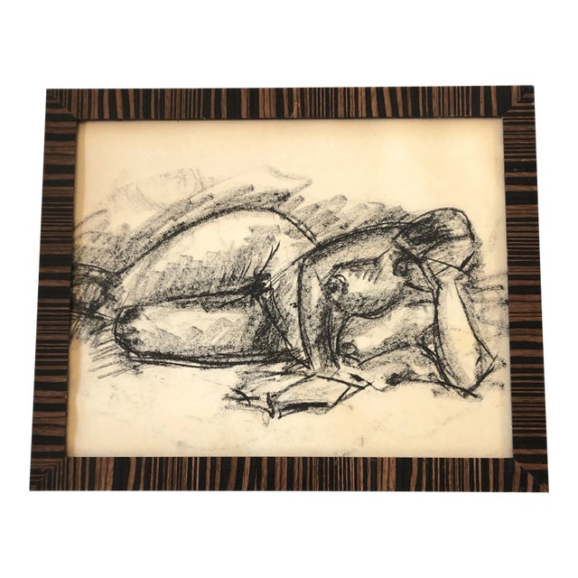 Vintage Original Charcoal Female Nude Study Drawing 1950’s For Sale