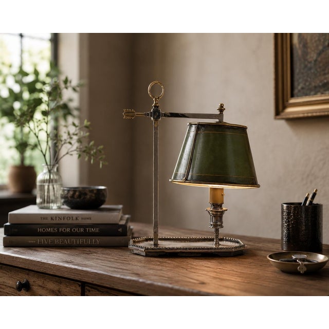 French Bouillotte Lamp in Silvered Metal, 1930s For Sale - Image 12 of 14