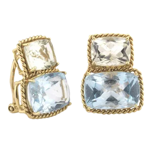 Christina Addison Rope Twist Earring With Green Amethyst and Pale Blue Topaz
