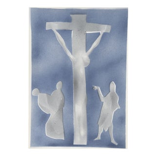 Ernst Bräuer, Crucifixion in Blue, 1962, Signed, 1962, Lithograph For Sale