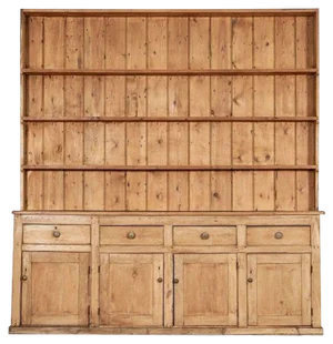 English Pine Waterfall Shelf with Cabinets, 1870s