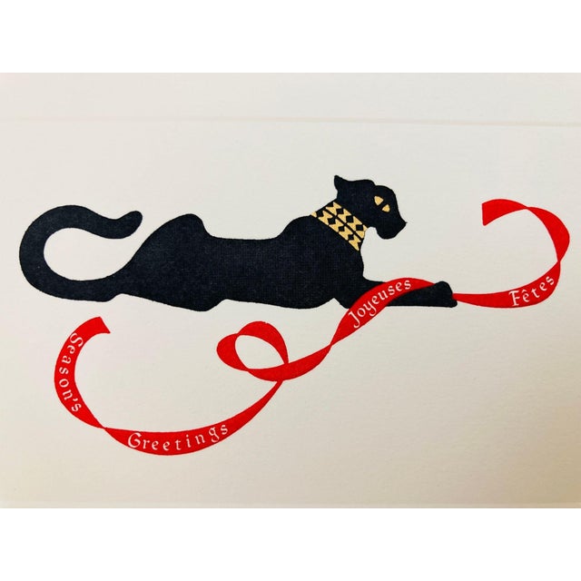 Late 20th Century Cartier Iconic Panther Design Card and Envelope Set Luxury Season's Greetings For Sale - Image 5 of 10