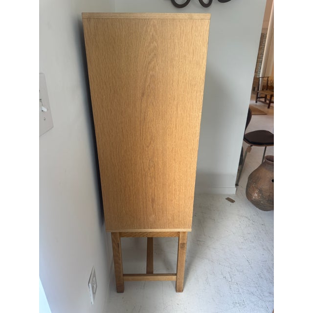 Tan Kurt Ostervig Oak Cabinet With Leather Pulls For Sale - Image 8 of 18