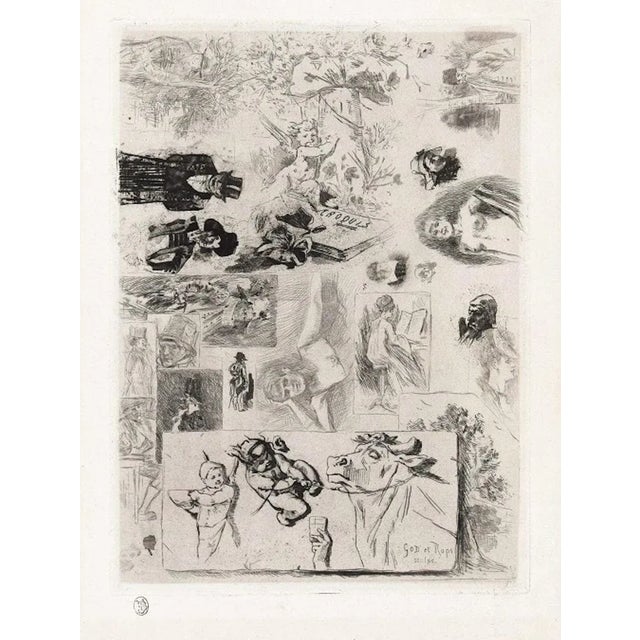 Le Po au Lait - Original Etching by Félicien Rops - Late 19th Century Late 19th Century For Sale - Image 5 of 5