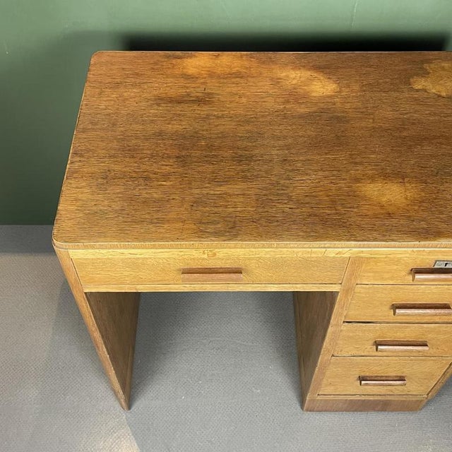 Art Deco Wooden Single Pedestal Desk For Sale - Image 4 of 12