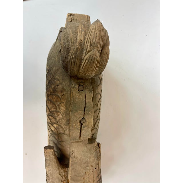 Wood 18th Century Large Chinese Wood Carving of a Qilin Mythical Creature For Sale - Image 7 of 10