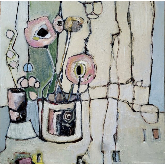 Contemporary Abstract Expressionist Still Life, Oil Painting Title:"Holding Hands" by Lynn Christian. 2025 For Sale - Image 3 of 4