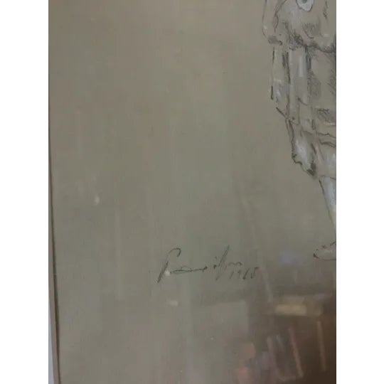 Figurative Framed Charcoal Portrait Sketches - A Pair For Sale - Image 3 of 8