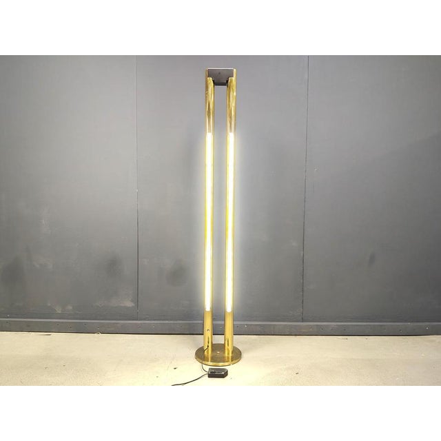 1980s Vintage Brass Tube Light Floor Lamp, 1980s For Sale - Image 5 of 11