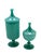 Handcrafted in a charming shade of emerald green, this set comprises two matching vases of different heights: a tall,...