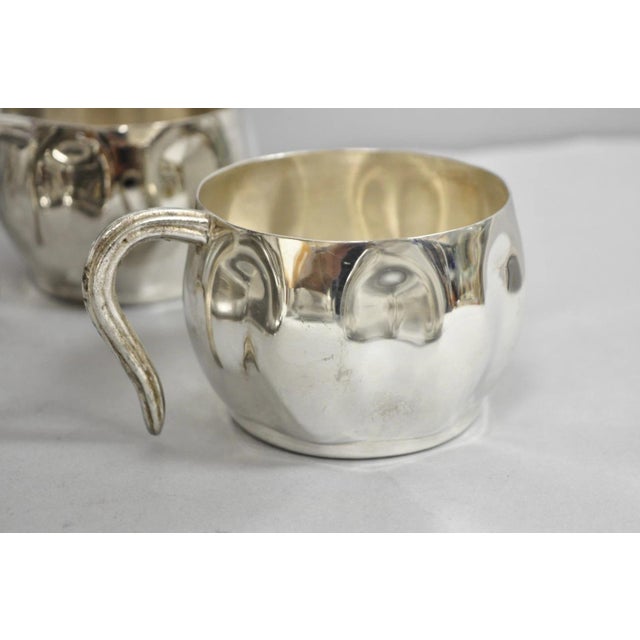 Vintage Modern Regency Style Silver Plated Pedestal Punch Bowl W 12 Hanging Cups For Sale - Image 18 of 18