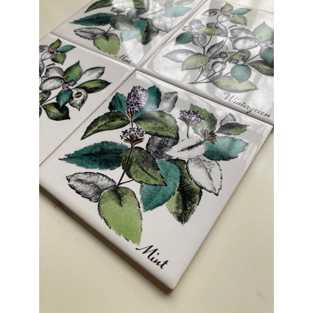 Vintage set of 4 spice tiles (2Mint, 2Wintergreen) 6"X 6", makers mark reads " H&R Johnson Ltd Made in England" They are...