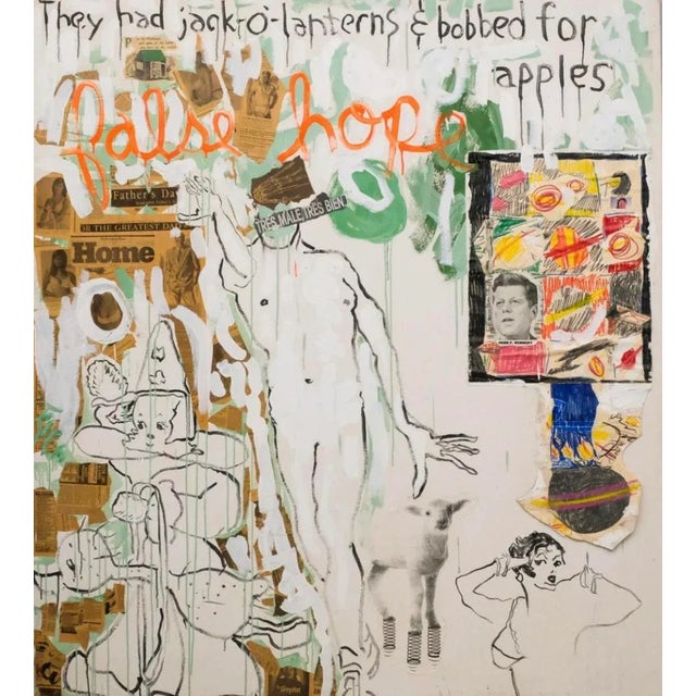 Orange Darrell Wilks 'Never More' Mixed Media Collage 1994. Woodstock For Sale - Image 8 of 11