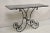 Vintage French Country Pastry Style Scrolling Wrought Iron Black Marble Top Bakers's Console Table. Circa Early to Mid...