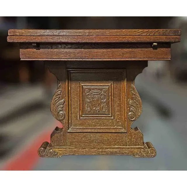 Wood Table Extendable With Carved Detail For Sale - Image 7 of 8