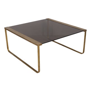 Vintage Italian Brass and Glass Coffee Table, 1960s For Sale