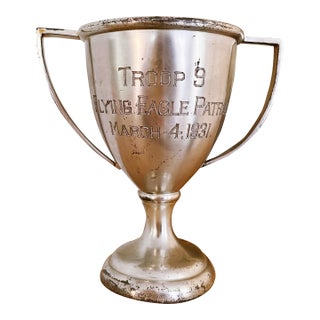 1931 Silver Plated Eagle & Black Bear Patrol Scouting Trophy For Sale