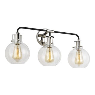 Sean Lavin by Visual Comfort Studio Clara 3-Light Vanity, Polished Nickel/Textured Black For Sale