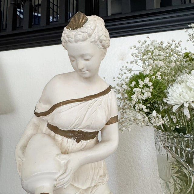 Vintage Greek Sculpture Female Bather With Jug; Goddess Mythology Statuette For Sale - Image 4 of 10