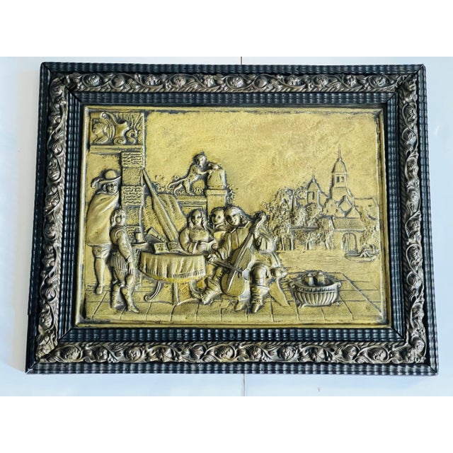 Figurative 19 Th C Antique Embossed Brass Wall Art Dutch For Sale - Image 3 of 7
