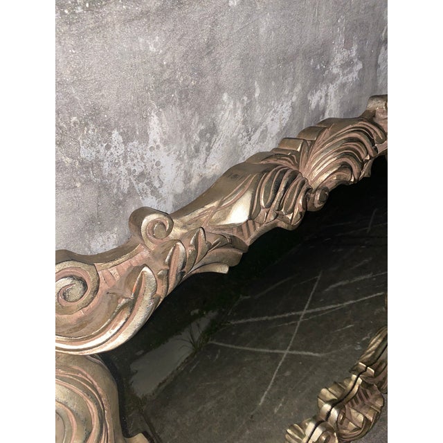 1970s Large Ornate Baroque Style Wall Mirror in Burnished Champagne Finish - 42" X 34" For Sale - Image 9 of 12