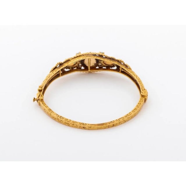 Early 20th Century 14k Yellow Gold Opal Bangle For Sale - Image 5 of 10