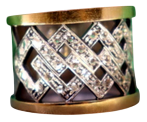 Gold and Silver Ring with Colorless Stones Embedded