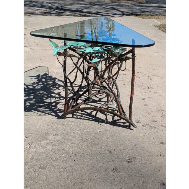 Late 20th Century Hand Made Copper Triangle Mangrove Coffee Table Botanical For Sale - Image 4 of 16