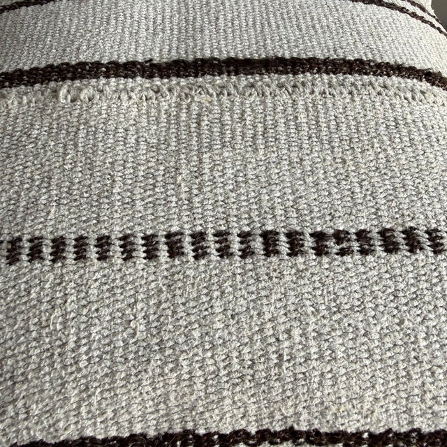 Vintage Rug Pillow Cover With Stripes For Sale - Image 4 of 7