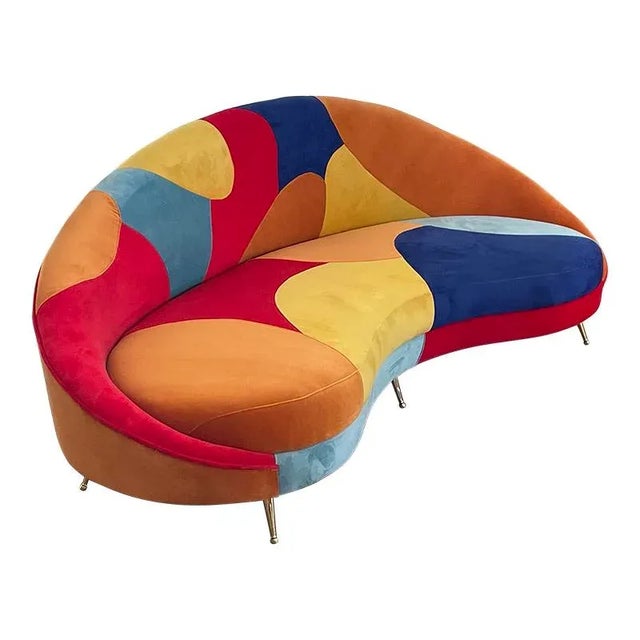 Multicolor Three-Seater Curved Glamorous Sofa, 1990s For Sale - Image 4 of 12