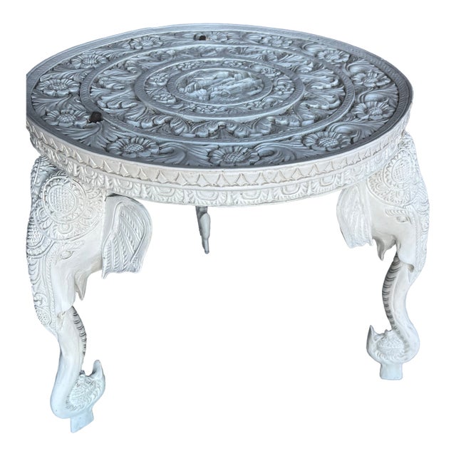 1970s Elephant Side Table Gamble-Stole and Hollywood Regency Style For Sale
