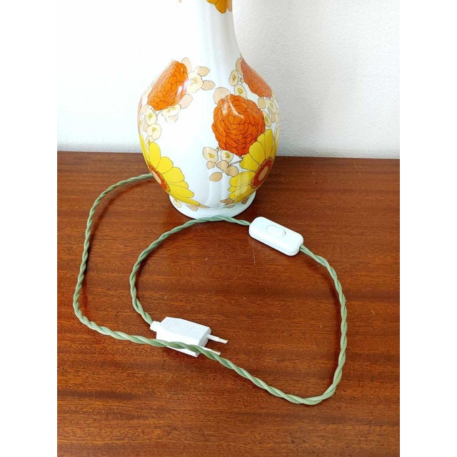 Lamp with Flowers and Custom Leather Lampshade, 1970s For Sale - Image 6 of 12