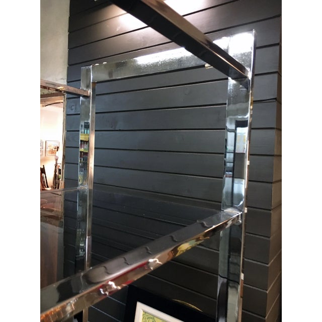 Metal 1970s Design Institute America (D I A) Staggered Chrome + Smoked Glass Étagère Shelving Wall Unit For Sale - Image 7 of 9