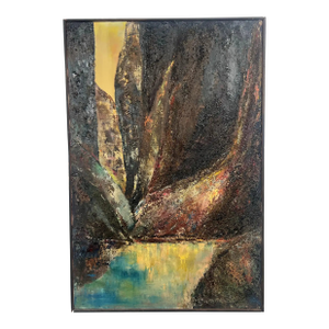 Alice Marcus " Landscape With Foil " Oil on Canvas Painting Framed, 1960's