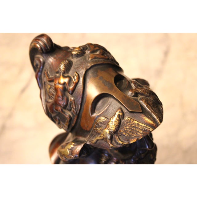Antique Heavy Bronze Bust Sculpture of Greek Warrior Ajax, Signed, 1908 For Sale - Image 9 of 9